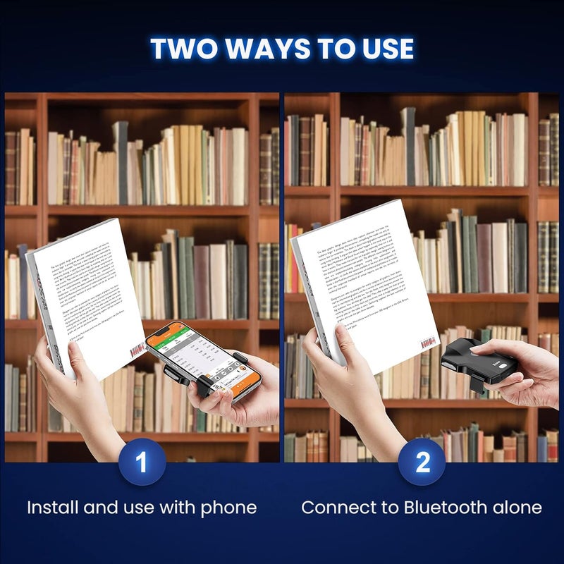 EYOYO Bluetooth QR Code Scanner, 2D Wireless Back Clip Phone UPC USB Barcode Scanner Reader with Battery Level Indicator Compatible with 4.7"-7.2" Android Phone, iPhone for Book Library Inventory - Image 2